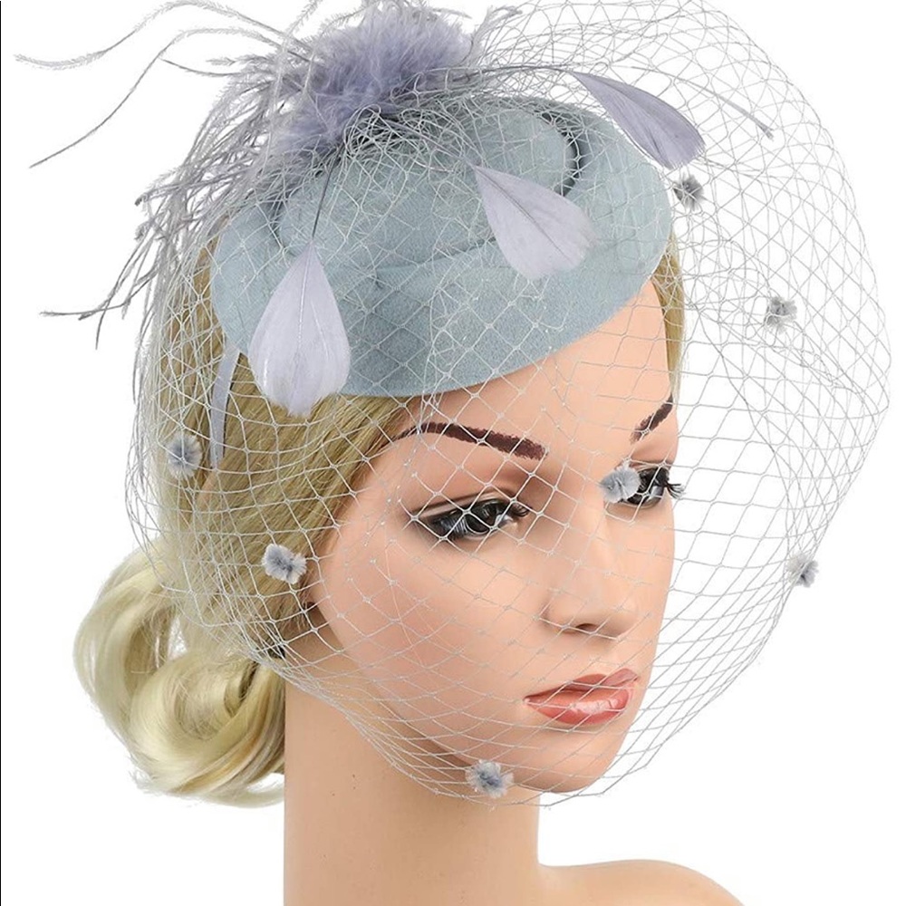 New Feather Hat - Hair Pin Pillbox Hat